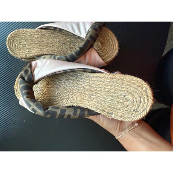Fendi Zucca FF LOgo Satin Espadrilles - Picture 3 of 5